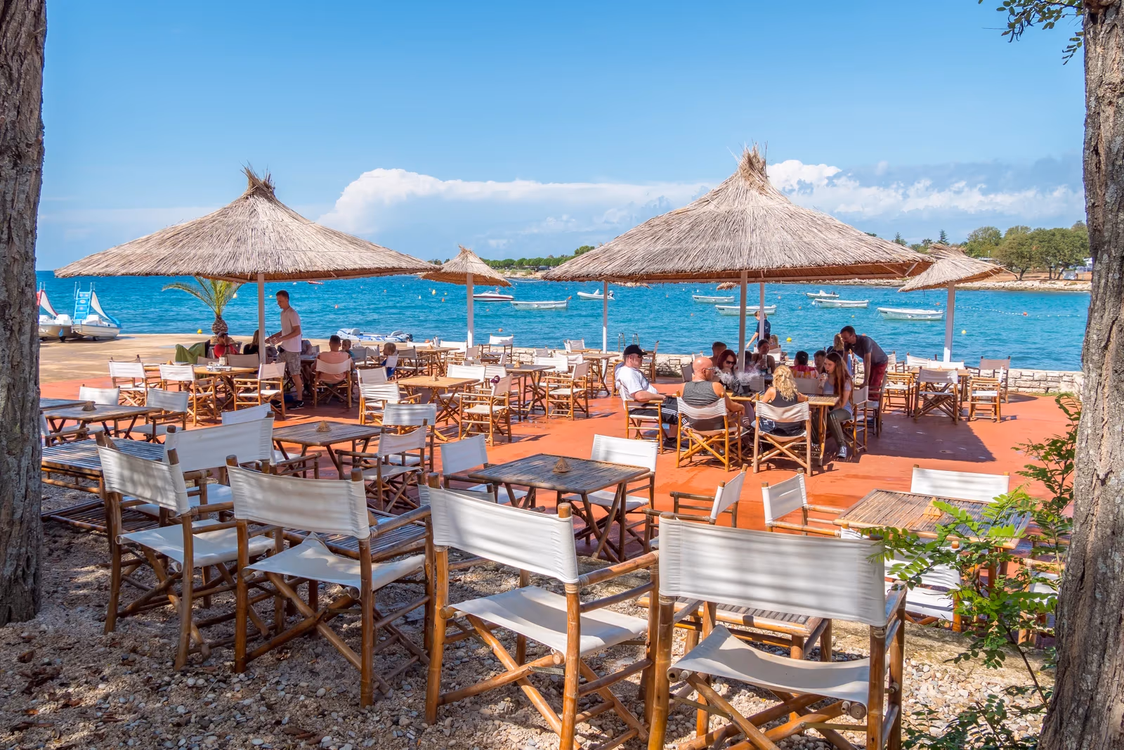 Terras met uitzicht op zee op Camping Park Umag